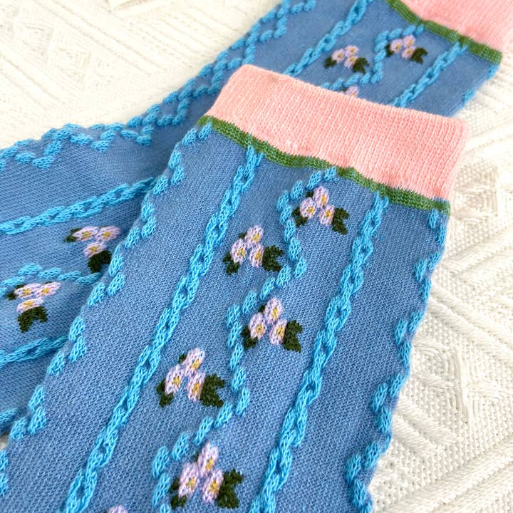 mildstyles - Wholesale Socks - Women's - Tulip Mid Calf Floral Vintage Socks11