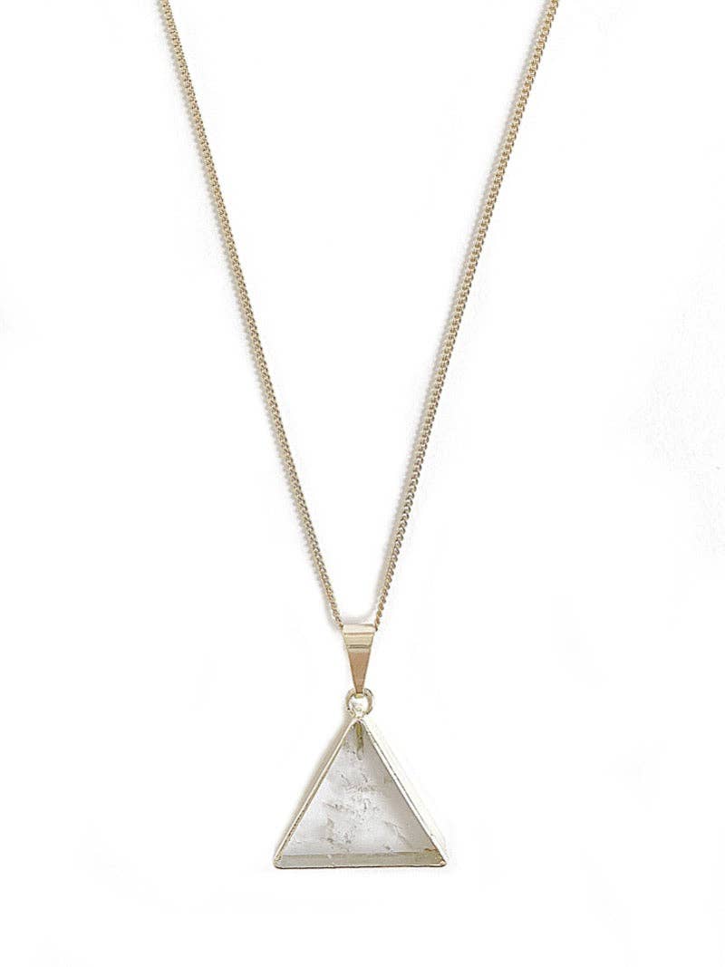 Crystal and Sage - Wholesale Pendant/charm necklace - Rock crystal necklace as a triangle gold-plated and silver-plated