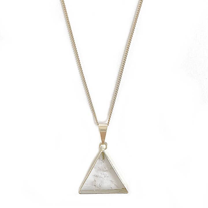 Crystal and Sage - Wholesale Pendant/charm necklace - Rock crystal necklace as a triangle gold-plated and silver-plated0