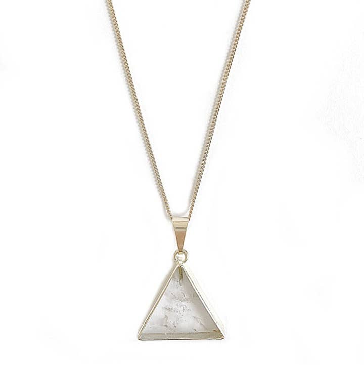Crystal and Sage - Wholesale Pendant/Charm Necklace - Rock crystal necklace as a triangle gold-plated and silver-plated0