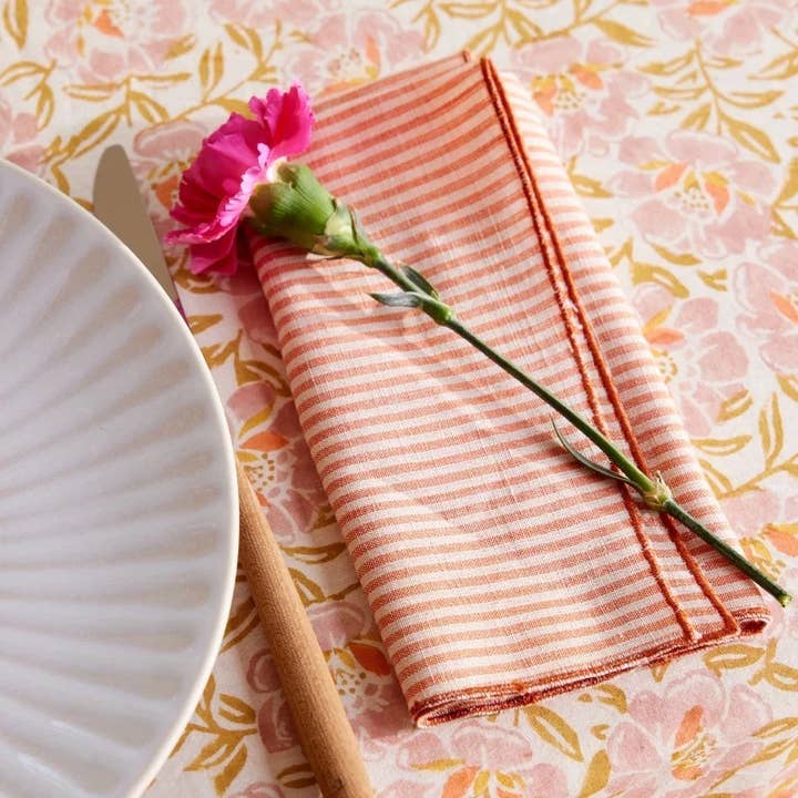 Bonheur du Jour - Wholesale Dinner & Cloth Napkin - Set of 2 Napkins - Pumpkin Stripes1