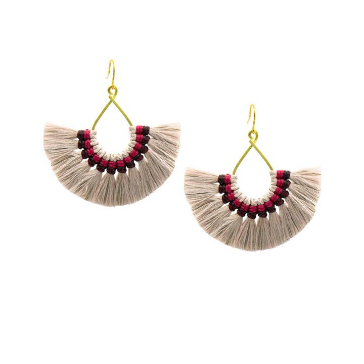 Creme Red Fan Earrings for engroshandel hos Juulry