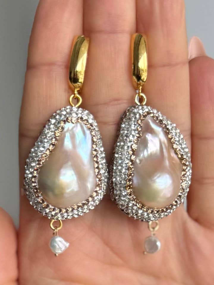 Matching Baroque & Crystal Earrings | Keshi Pearls | GF for wholesale by WILYMI Jewelry Co