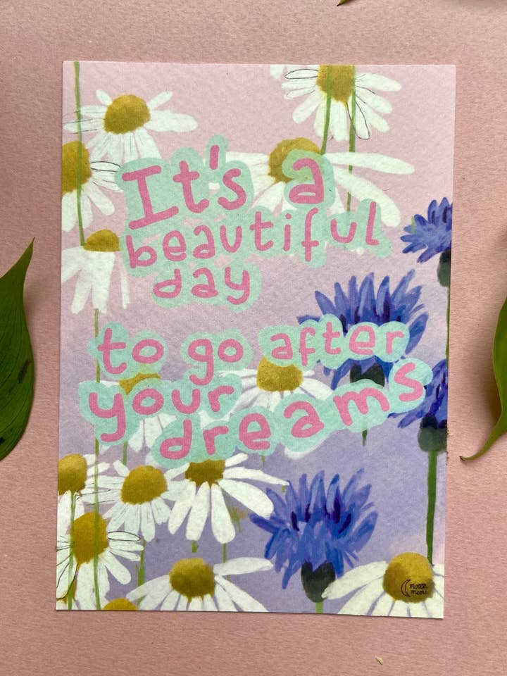 Postal de citação inspiradora "Persegue os Teus Sonhos" por atacado de Mooon Moms