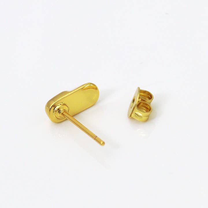 BestBeads&Beyond - Wholesale Stud/Post Earrings - CZ White Enamel Pill Stud Earrings, Sku#Y720