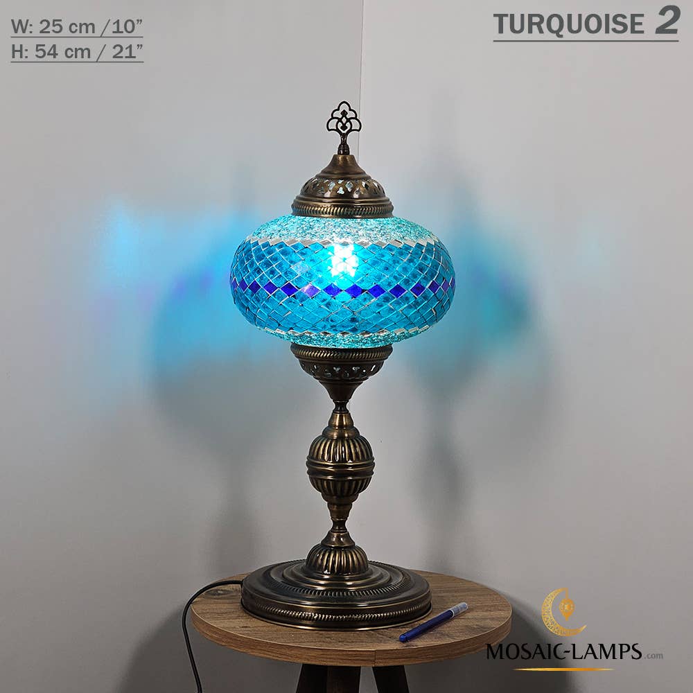 Mosaic Lamps - Wholesale Accent/Desk Lamp - 10+ Colors - Turkish Mosaic X Large Globe Table Lamp, Marrak73