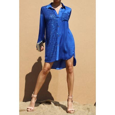 Esmeray Clothing - Wholesale Dress - Women's - SPARK SEQUENCE SHIRT DRESS1