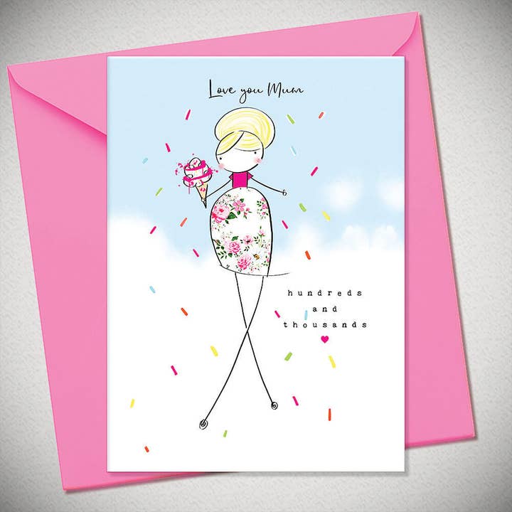 Bexy Boo Ltd – wholesale Mother’s Day card – LOVE YOU MUM - hundreds and thousands
