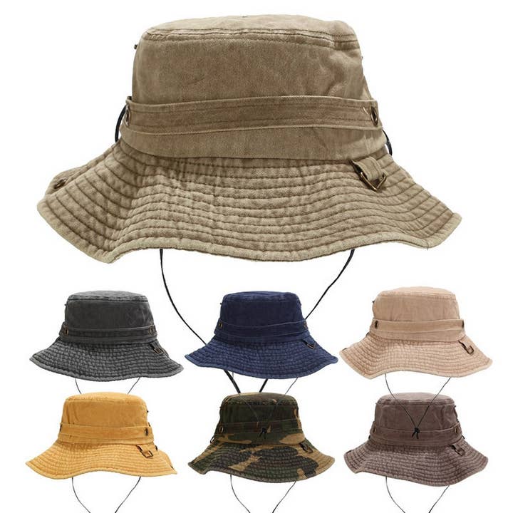 ACCITY - Wholesale Bucket Hat - Women's - Washed Camo Cotton Bucket Hat for Outdoor Travel_CWAH3840