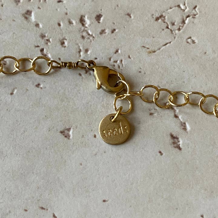 Seeds - Wholesale Pendant/charm necklace - Dangle Seven Heart Stone Charm Gold Necklace | Adjust. Clasp5