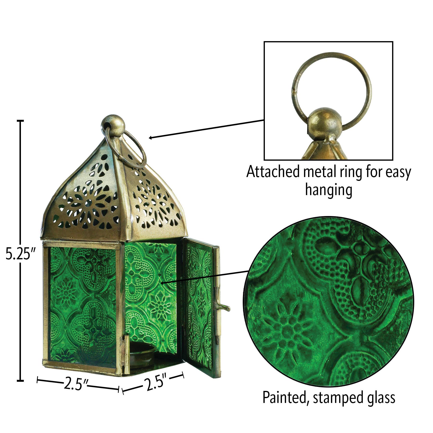 In the Breeze, LLC. - Wholesale Candle Holder - Mini Green Square Glass Tealight Lantern4