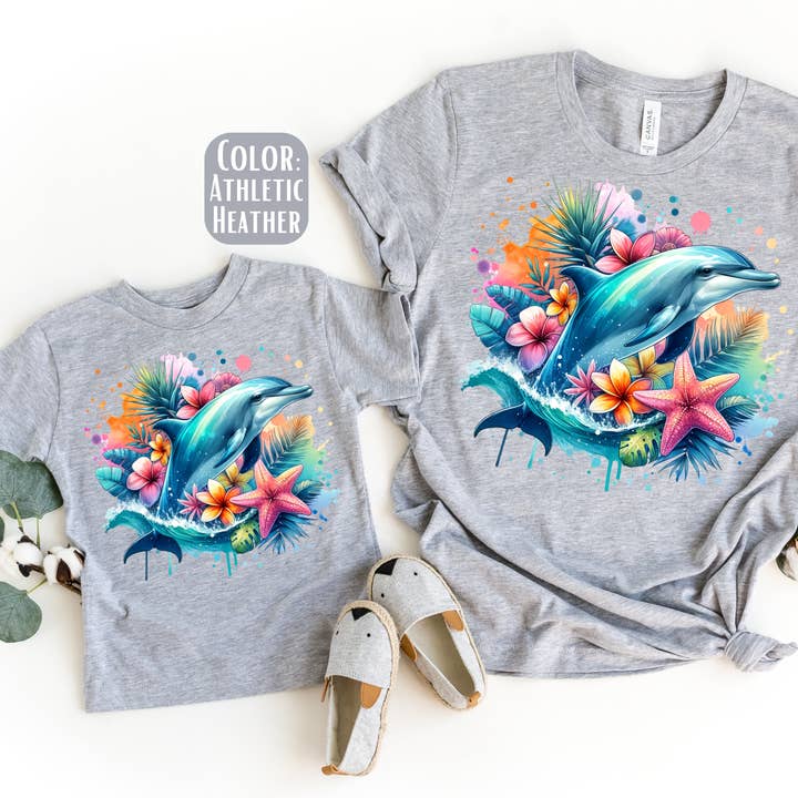 Floral Dolphin Shirt - Mommy and Me Beach Shirts for wholesale by The Shirt Company