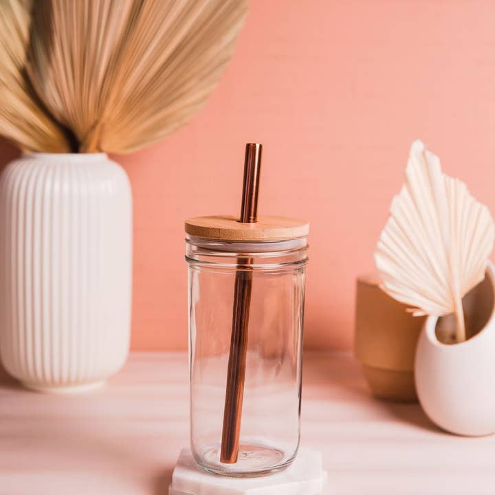BBTEA JARS - Wholesale Drinking Glass/Cup - Reusable 20oz/16oz Glass Boba Tea Cup With Bamboo Lid, Tumbl