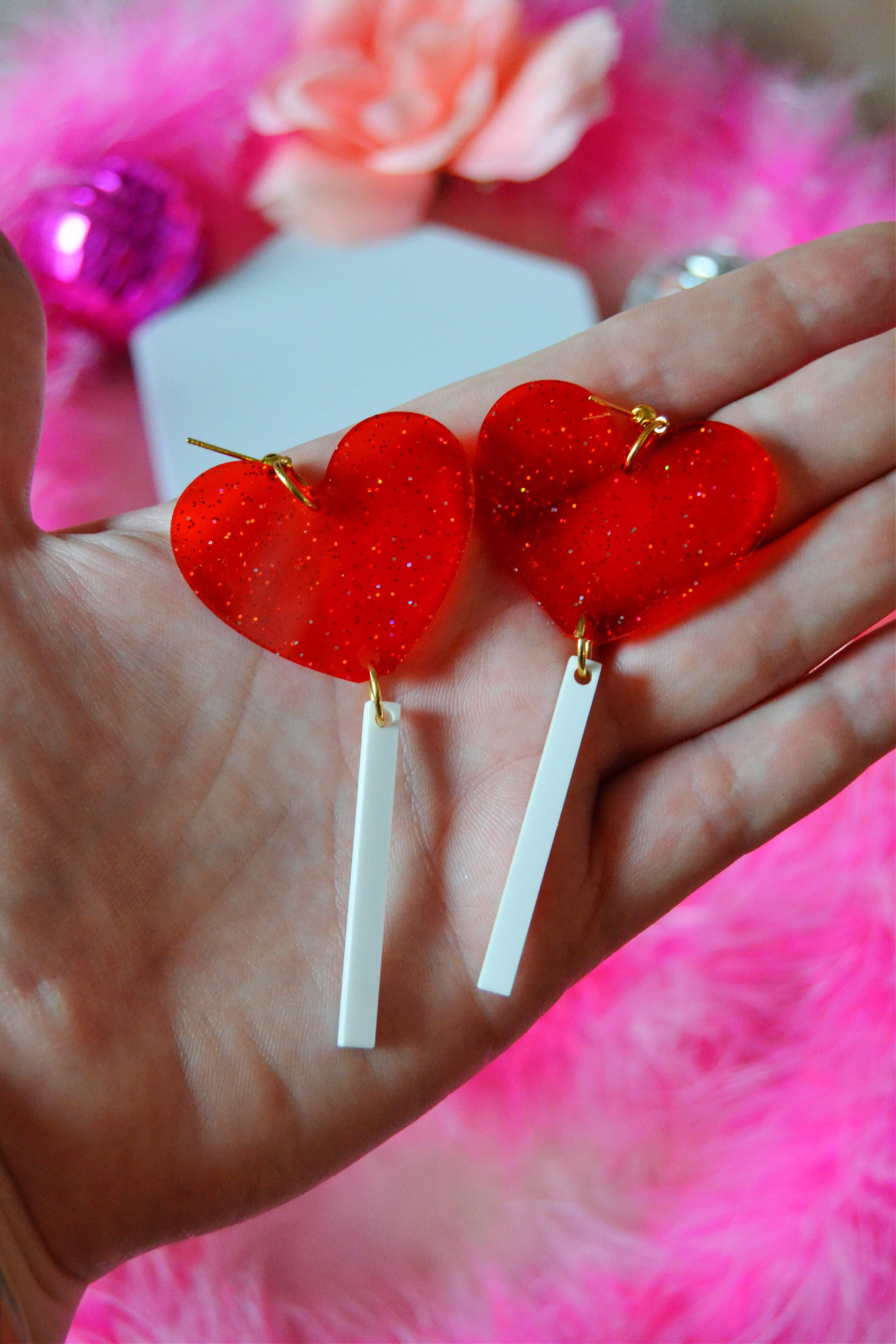Rebel Disco Designs – wholesale Dangle earrings – Sucker For You Heart Lollipop Earrings1