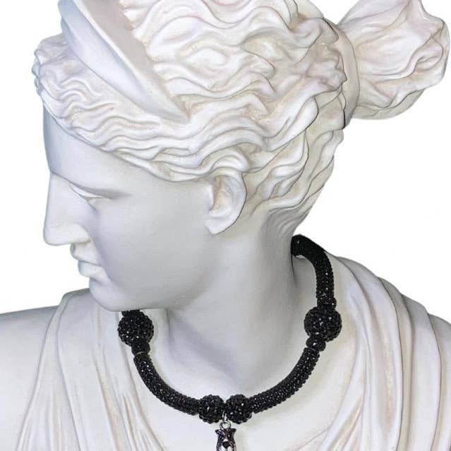 Black crystal cross necklace for wholesale by Mahogani Collections