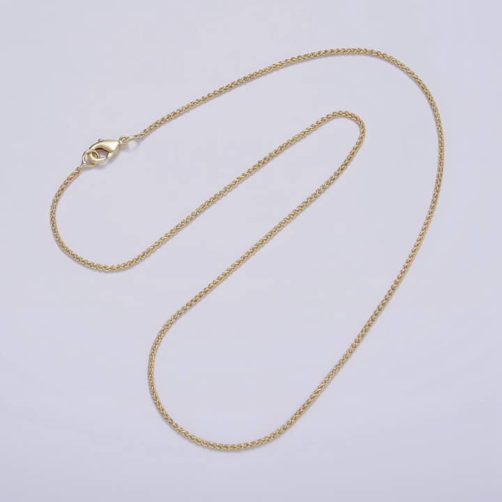 Collar de cadena gargantilla de 16 pulgadas de espiga de cola de zorro delicada de 1,2 mm relleno de oro de 14K | WA-2162 para venta al por mayor de Aim Eternal