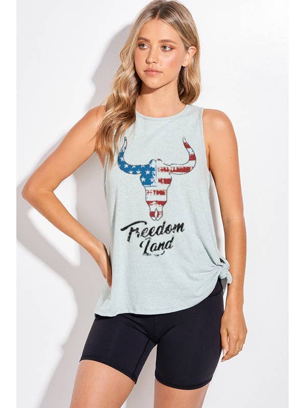 Débardeur fendu côté tête de mort drapeau américain pour la vente par MintChoco