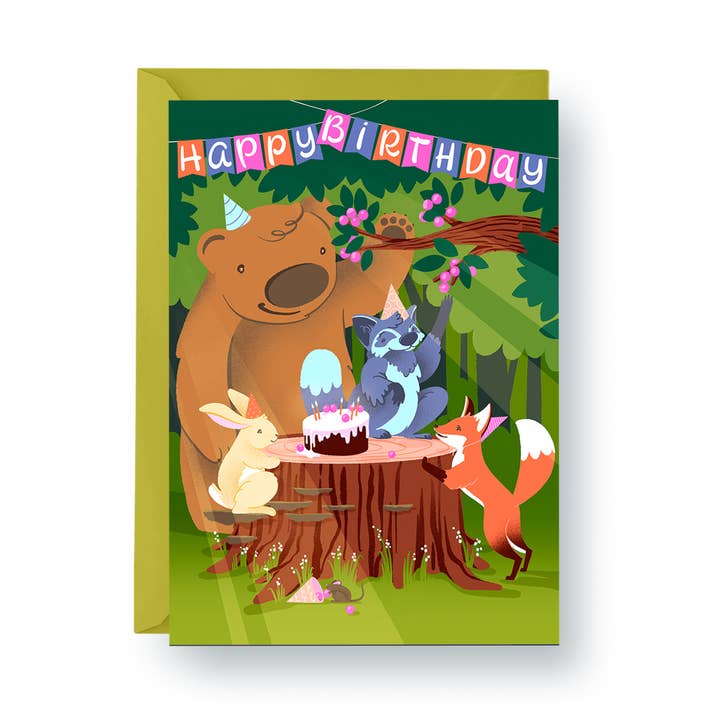Happy Birthday (Forest Friends) - A2 Card for wholesale by hey, alissandra