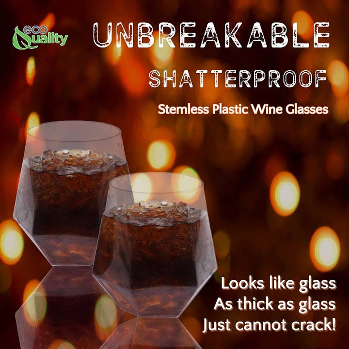 EcoQuality – Engroshandel Engangsbæger – Elegant stemless klar engangs diamant plast cocktail