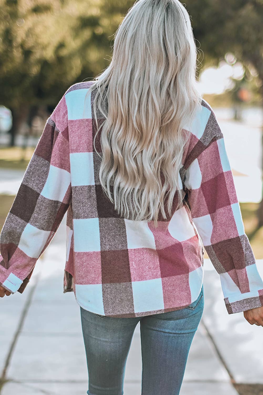 Lovesoft - Wholesale Shirt Jacket/Shacket - Women's - Casual Plaid Block Buttoned Long Sleeve Jacket With Pocket15