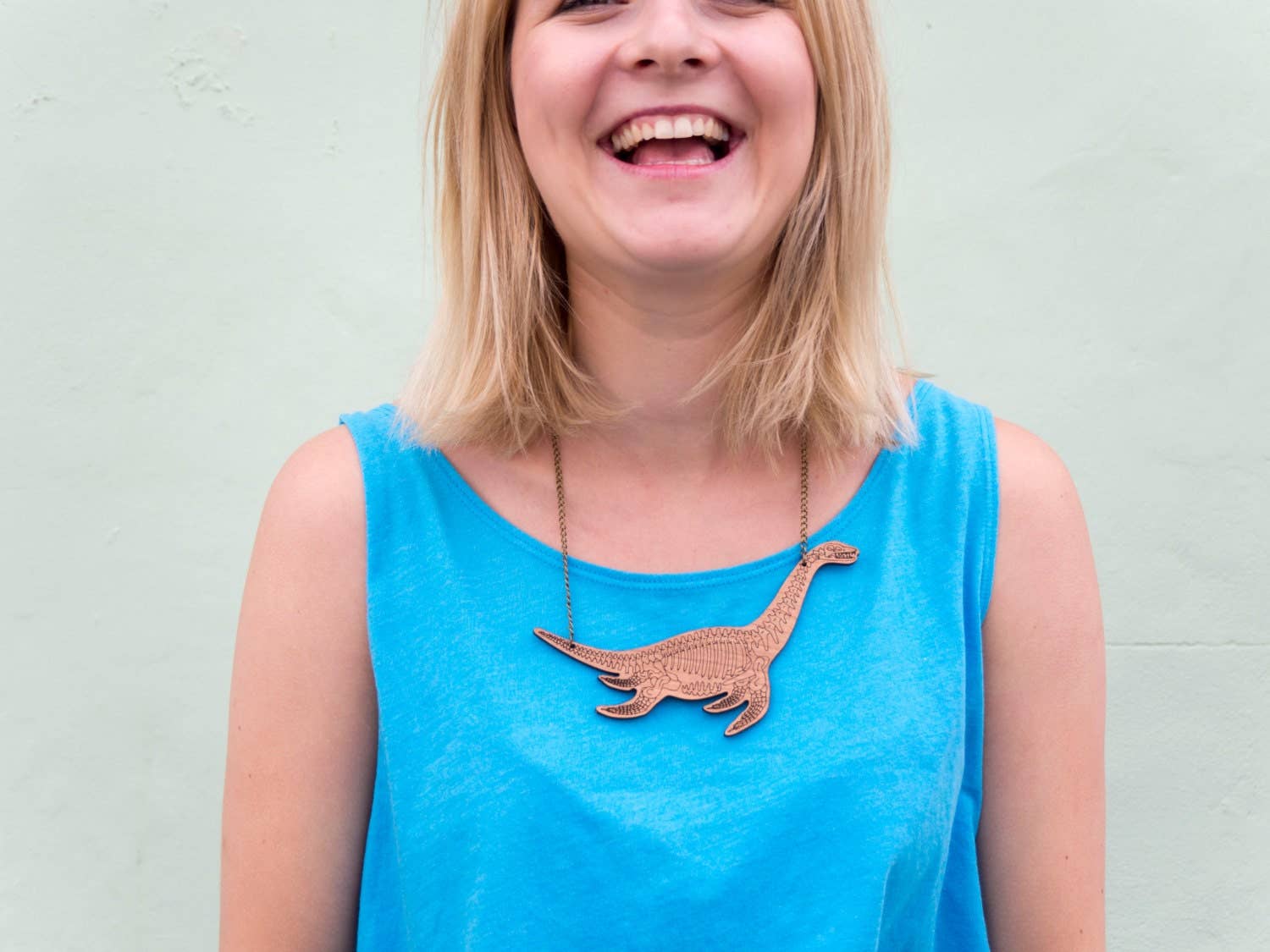 designosaur – wholesale Pendant/charm necklace – Plesiosaur skeleton laser engraved necklace3