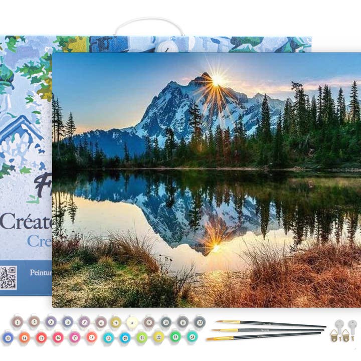 Paint by numbers Lake and Mountain reflection framed for wholesale by Figured'Art