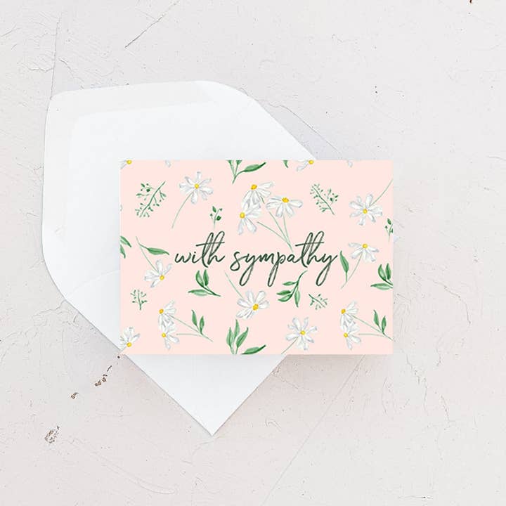 Almeida Illustrations - Wholesale Sympathy Card - Mini Card - With Sympathy Daisies - Sympathy Enclosure Card2