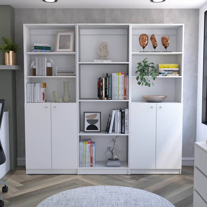 Treevol Furniture - Wholesale Bookcase - Emery 3 Piece Living Room Set with 3 Bookcases, White
