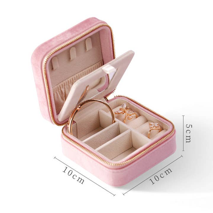 Dipped Shop - Wholesale Jewellery box/organiser - Plush Solid Color Travel Jewelry Case DPC2516133