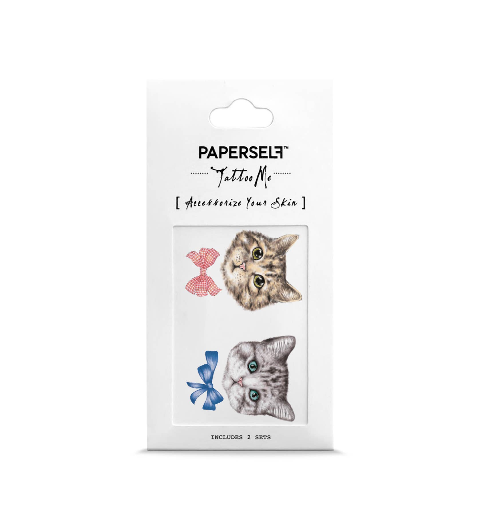 PAPERSELF – Großhandel Temporäre Tattoos – Kätzchen mit Schleifen Temporäre Tattoo-Aufkleber1