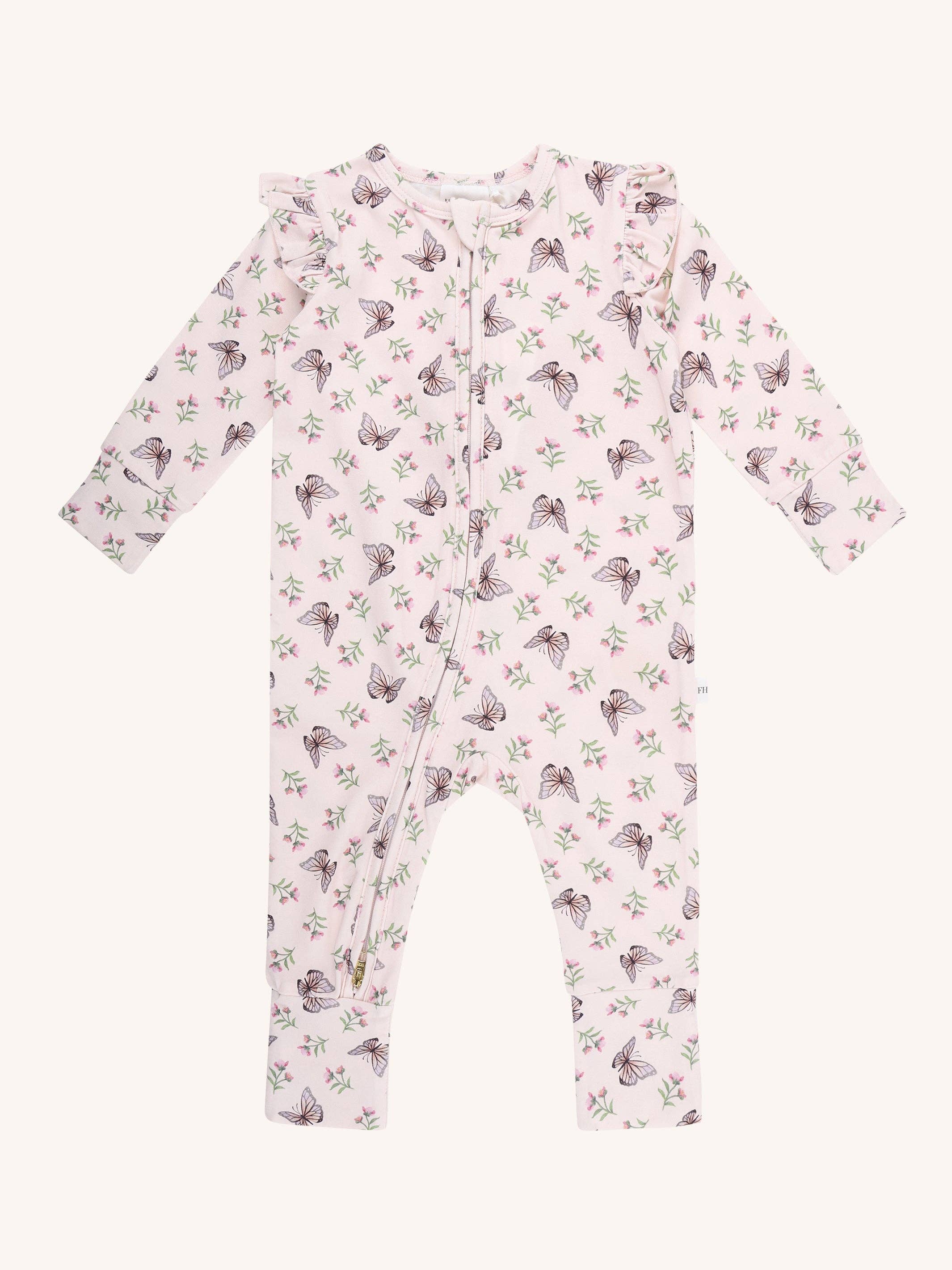 Fleur Harris - Wholesale Jumpsuit - Baby - 'Dancing Butterflies' Precious Frill Coverall - Pearl5