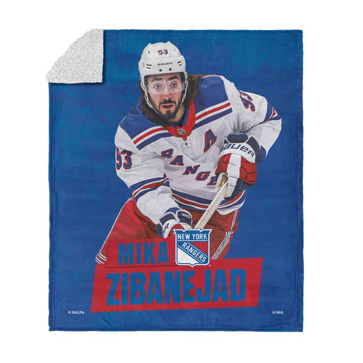 The Northwest Group - Wholesale Throw Blanket - NHL Ny Rangers Mika Zibanejad - Silk Touch Sherpa Throw