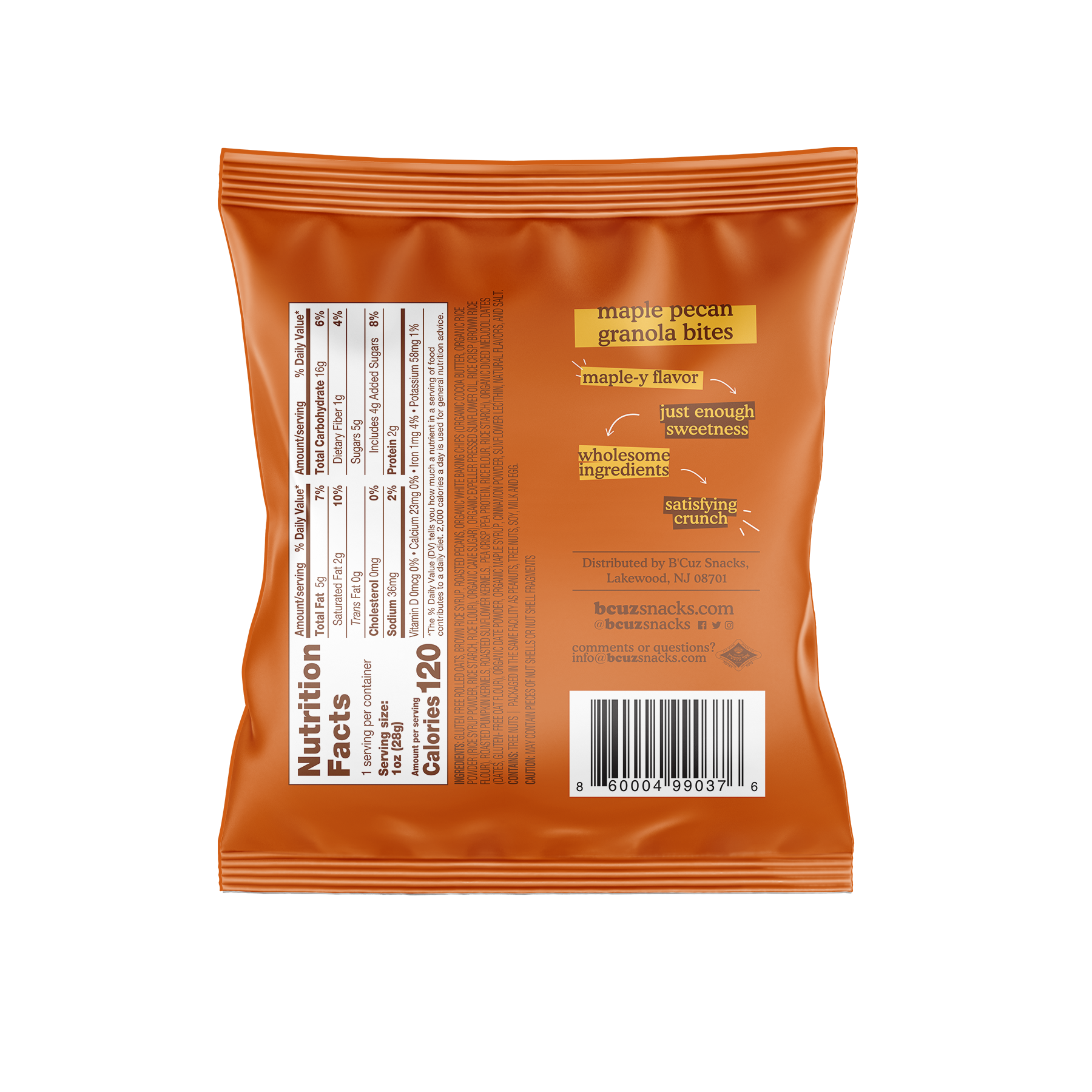 Bcuz Snacks - Wholesale Granola - Maple Pecan Granola Bites 1oz. 24 pack1