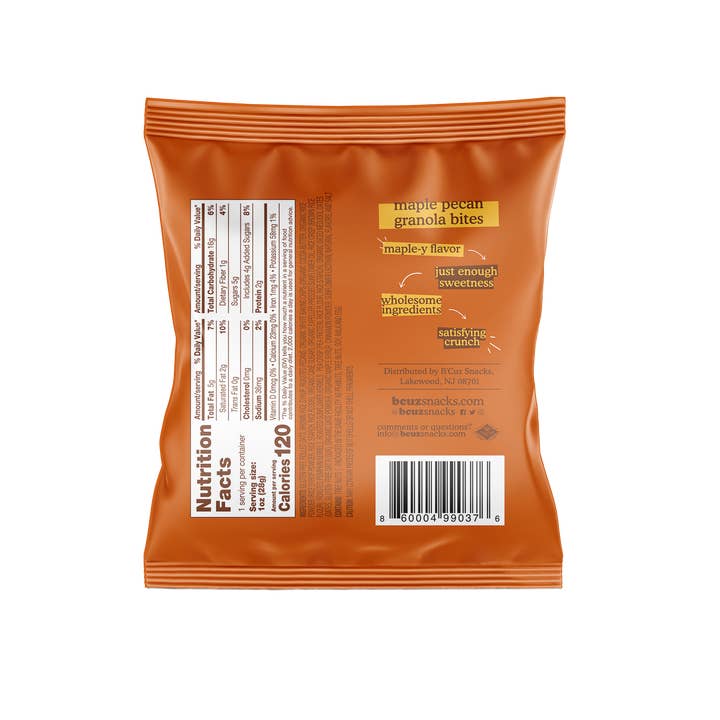Bcuz Snacks - Wholesale Granola - Maple Pecan Granola Bites 1oz. 24 pack1