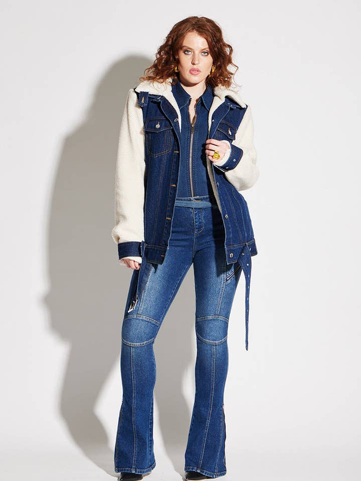 Veste Moto en Denim Teddy pour la vente par CIRCULAR PATH