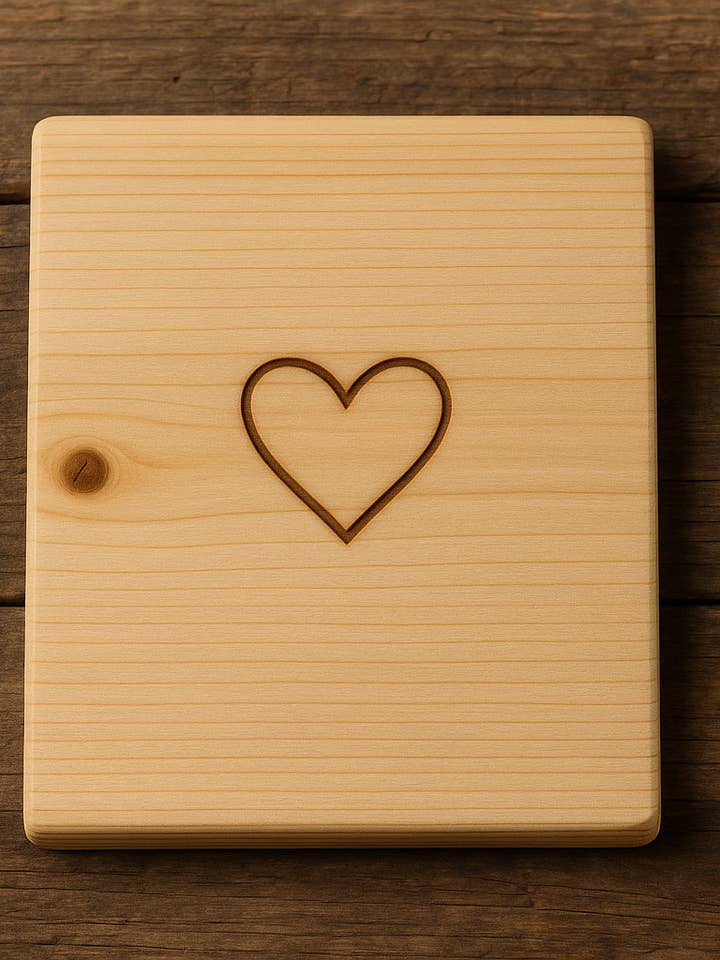 Klein houten plankje met hartgravure – onbehandeld voor wholesale door Wunderquelle Emmental