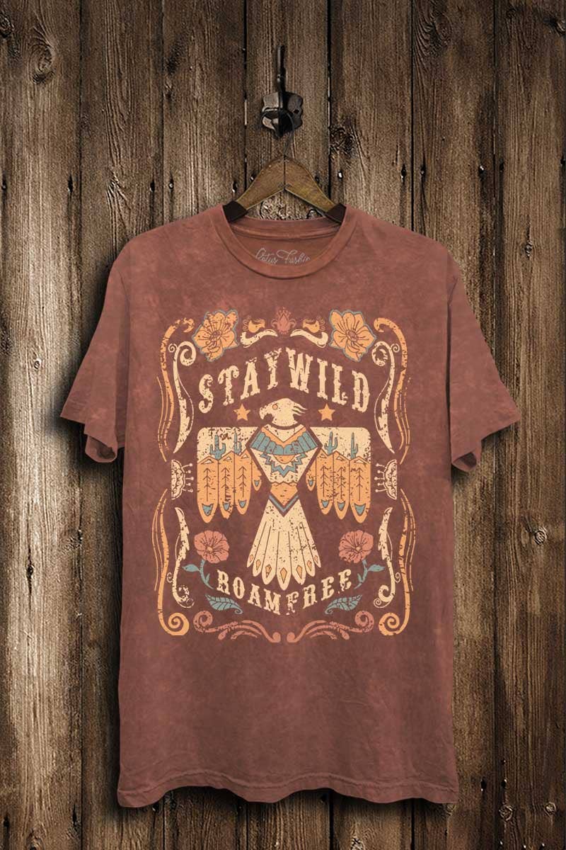 Lotus Fashion Collection - Wholesale Screen Printed T-Shirt - Women's - Stay Wild Roam Free Graphic Top2