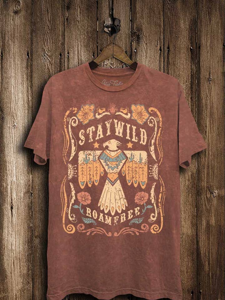 Lotus Fashion Collection - Wholesale Screen Printed T-Shirt - Women's - Stay Wild Roam Free Graphic Top2