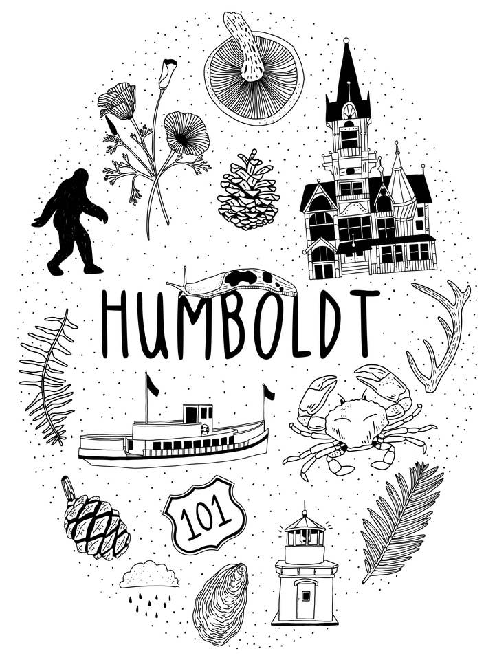 Humboldt Coloring Postcard for wholesale by Pen+Pine