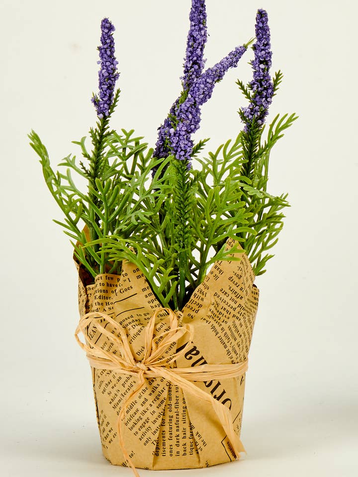 8" Artificial Lavender In 2.5" Plastic Pot With Newspaper for wholesale by WORTH IMPORTS