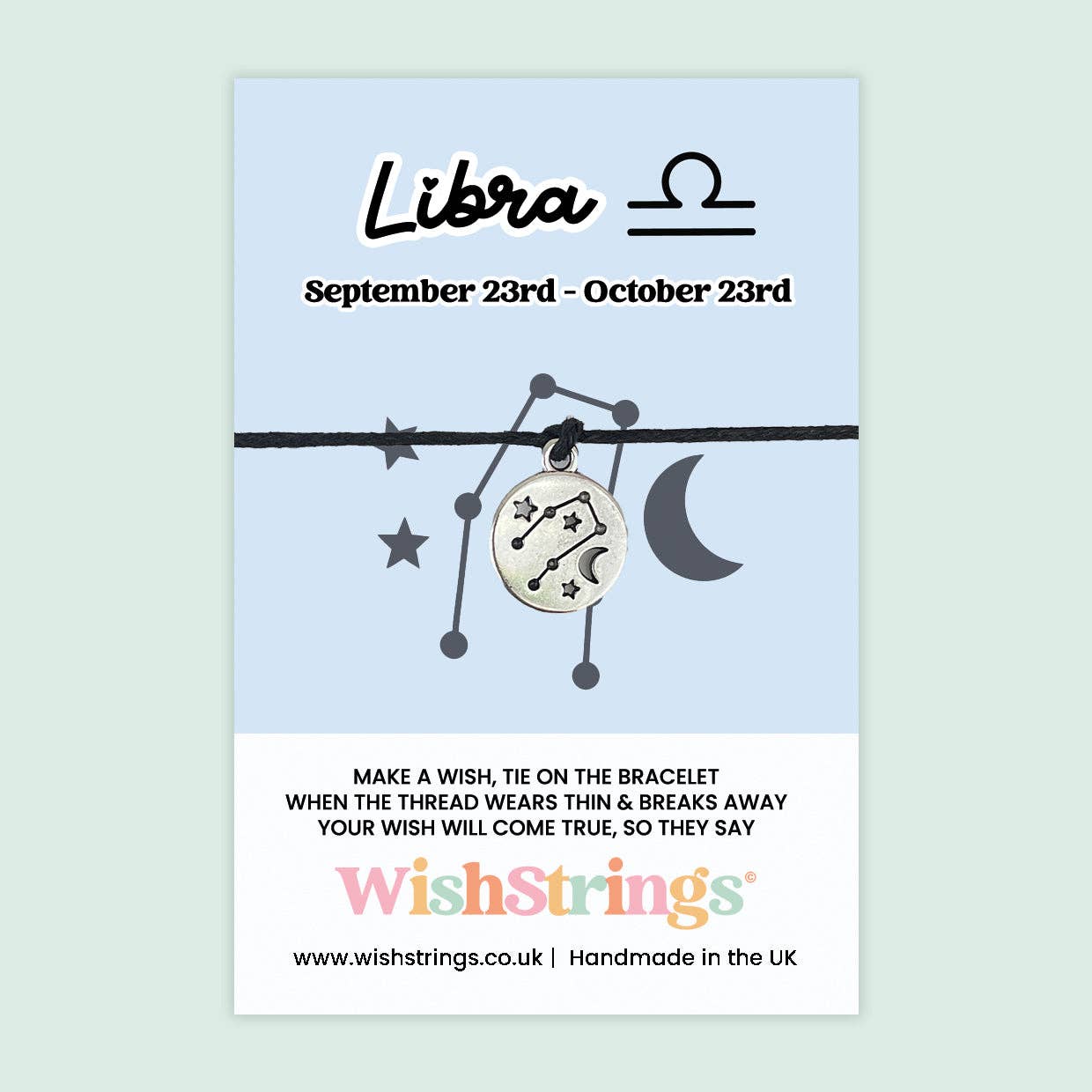 WishStrings – Pulseira com pendente por atacado – Libra, Signo Estelar - Pulseira de Desejos WishStrings - WS2660