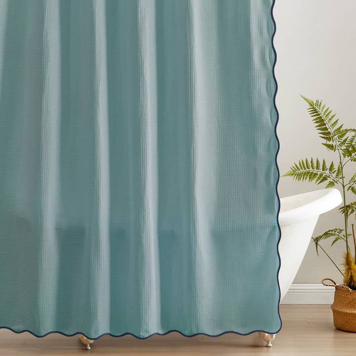 Anemona Shower Curtain (Dark Blue/Sky Blue) for wholesale by Monday Moose