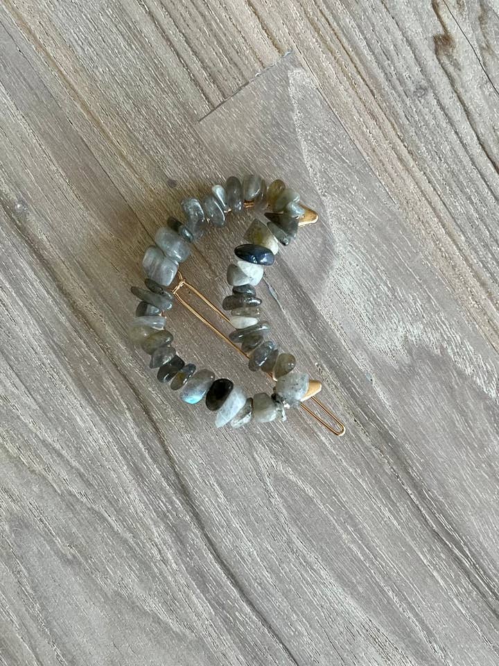 Pinza de pelo con forma de luna de labradorita para venta al por mayor de Luna Rae
