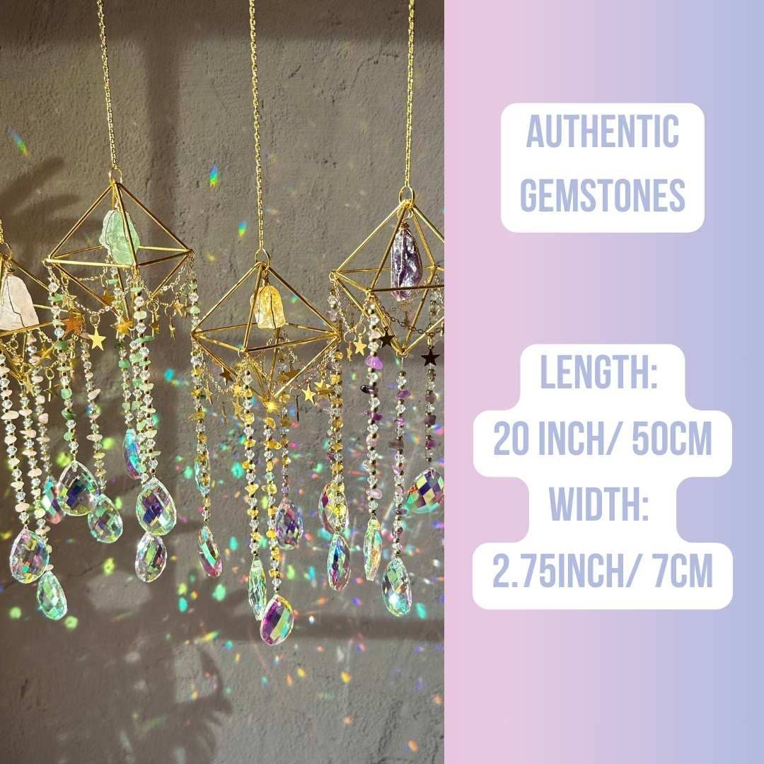 LilAryenne | Jewelry & Suncatchers – wholesale Suncatcher – Crystal Aura Suncatcher: Amethyst, Citrine, Rose Quartz, Fluorite - Gift2