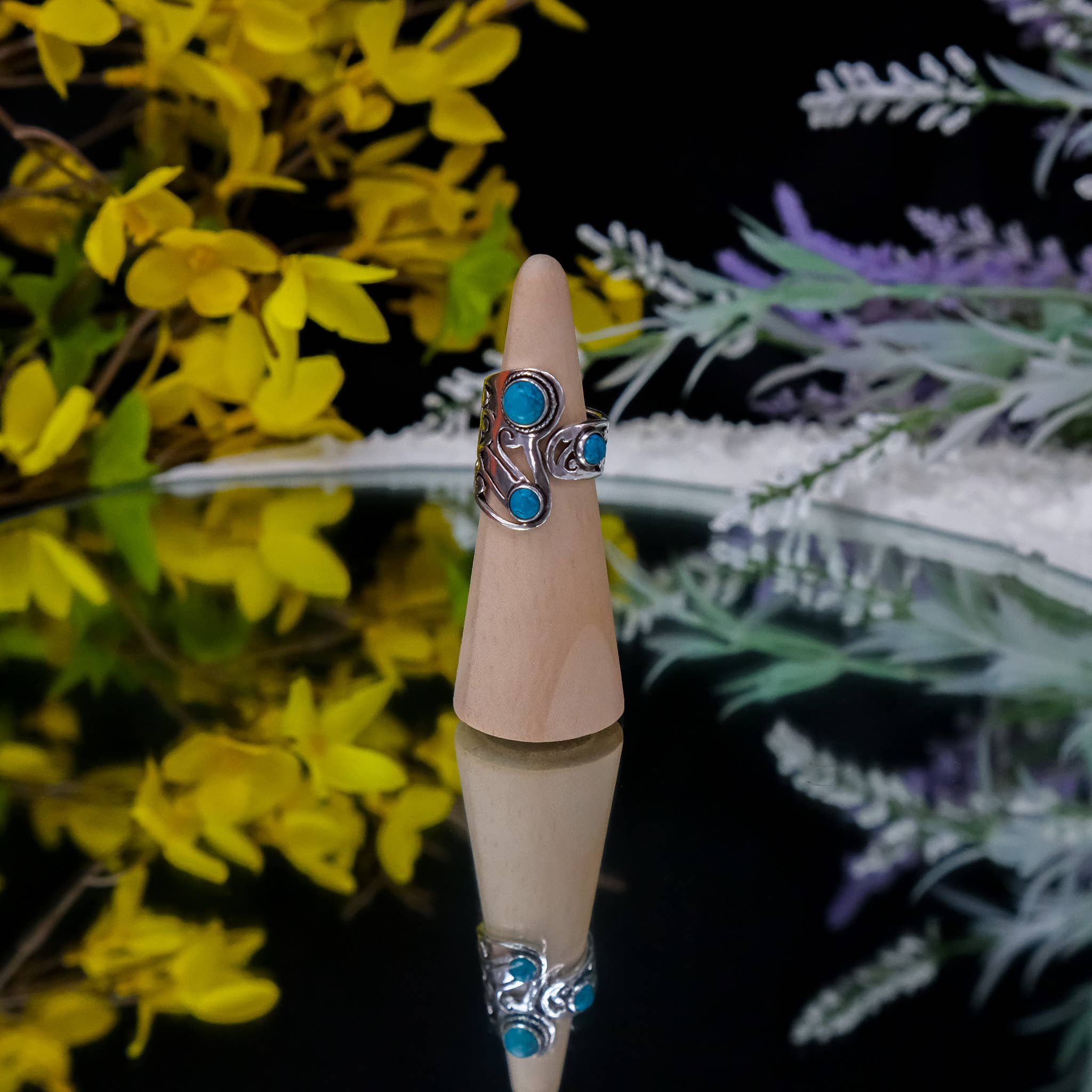 Karma Nepal Crafts – Anel de cocktail/declaração por atacado – Anéis Boho de Prata com Pedras Naturais Ajustáveis4