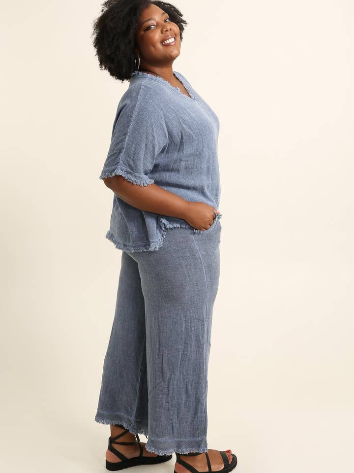 Lea & Luc - Grandes Tailles - Wholesale Pants - Women's - Plus size linen trouser SKU 99983