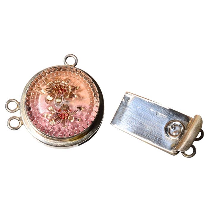 Fecho de Caixa de Vidro Floral em Prata Esterlina – Conector Ornado de Múltiplas Fios (.925) por atacado de Continental Beads