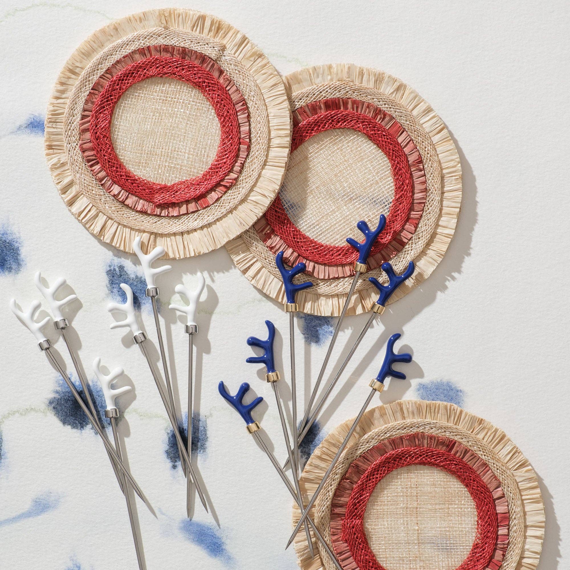 Joanna Buchanan – Engroshandel Bordskånere – Flæse kant halm coastere, rød4