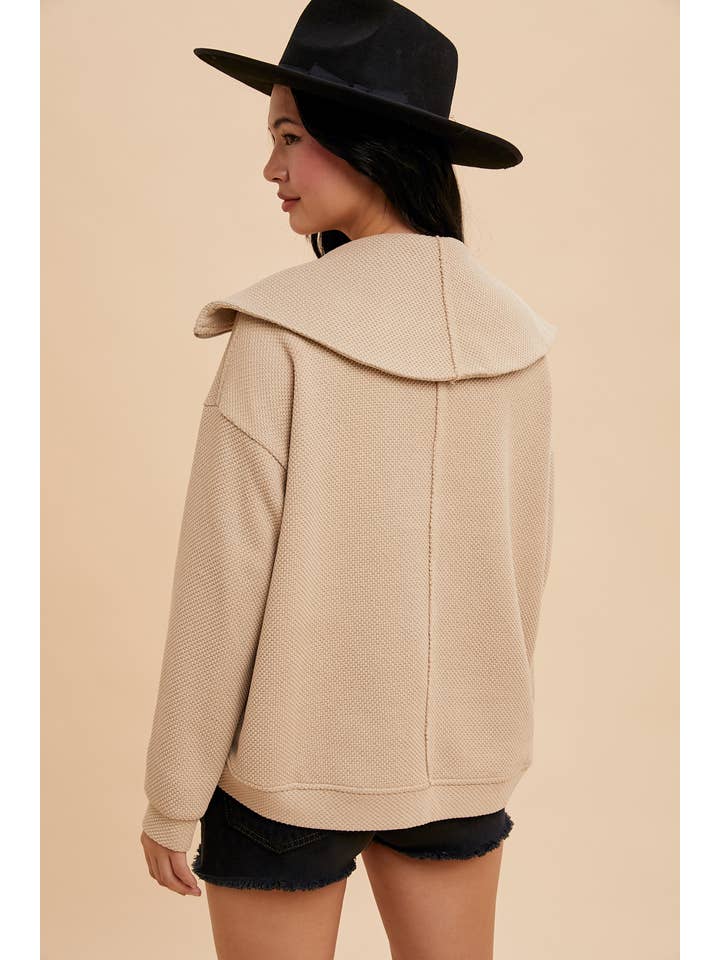 In Loom - Wholesale Sweatshirt - Women's - EXAGGERATED LAPEL QUARTER ZIP PULLOVER