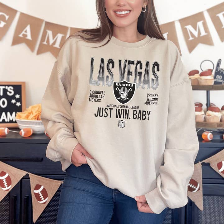 H+P Wholesale - Wholesale Graphic Sweatshirt - Unisex - Las Vegas Raiders Just Win, Baby Graphic Tee/Crew3